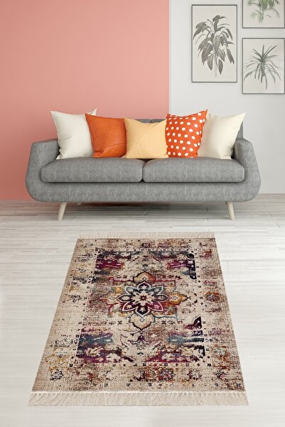 Pelangi Batik Renk Geçişli Çiçek Desenli Dijital Baskı Yıkanabilir Kaymaz Tab...