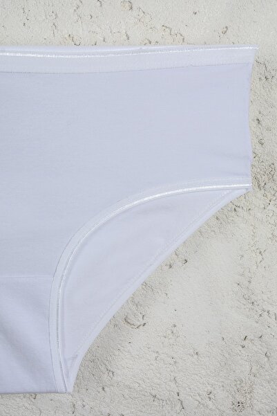 GRSN Πακέτο με 6 γυναικεία λευκά 100% βαμβακερά μαλακά αναπνέοντα ψηλόμεσα σλιπ Bato