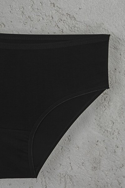 GRSN Pachet de 6 chiloți bato cu talie înaltă, din bumbac negru, moale, respirabili