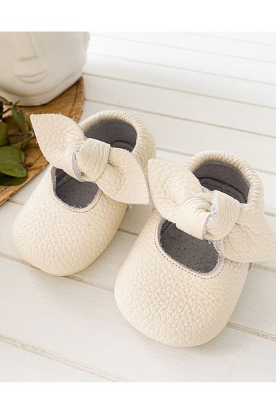 Li Puna - Luz Series White 100% Leather Baby First Step Shoes