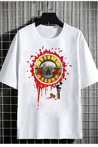 DEEPSENCE Men's Oversize T-shirt Rose Print White