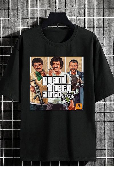 DEEPSENCE Unisex Oversize T-shirt Müslüm Gta Front Print Black