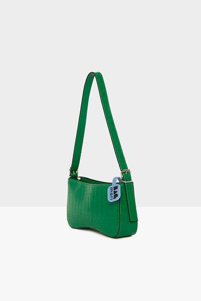 Bagmori Green Women's Mold Hand Holding Crocodile Baguette M000006844