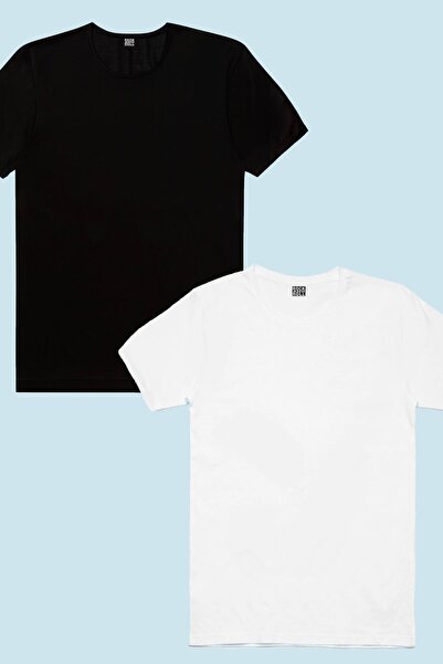 ROCKANDROLL Obična crno-bela majica za dečake, ekološki paket od 2 komada