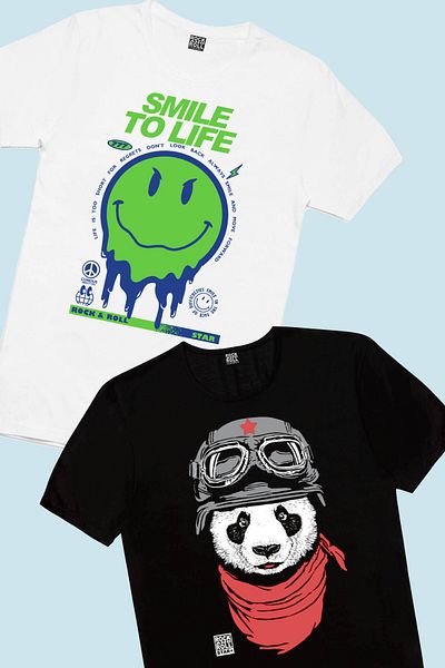 ROCKANDROLL Smile at Life Pachet de 2 tricouri Bandana Panda pentru băiat
