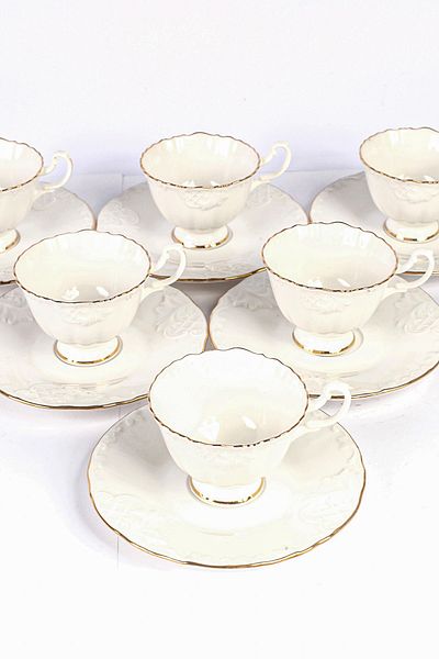 İpek Gilded Porcelain Coffee Cup Set for 6 People - Ros-100 62602