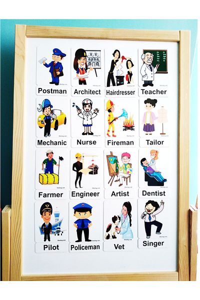 Okuling Magnetic English Word Cards Flashcards Professions / Jobs