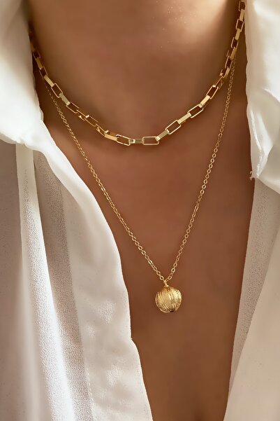 Liveyn Design Çift Sıralı Gold Kolye