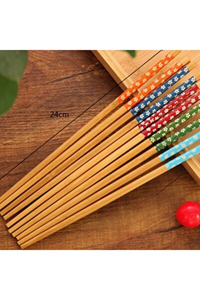 Kiesa Bamboo Chopstick 10 Pieces Wooden Pattern Chinese Stick Reusable