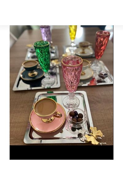 Esina 2-Piece Stainless Steel Butterfly Accessory Tea, Coffee, Cram and Presentation Tray