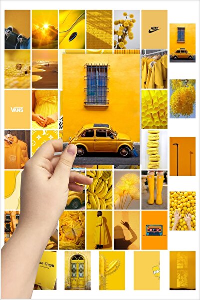 Dekorasna Set de postere estetice galbene pentru perete, colaj de 52 de piese...