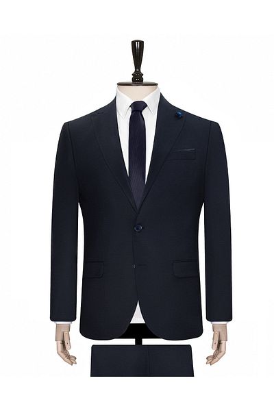 SÜVARİ Slim Fit Plain Navy Blue Suit