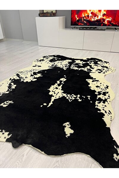 stylehome Dana Post Siyah Beyaz Peluş Post