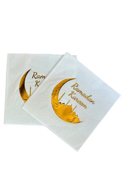 ELGALA Napkin Ramadan Kareem Gold Foil Decorated Napkin 16 Pieces