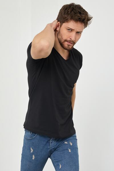 COOL TARZ Ανδρικό μπλουζάκι Lycra με μαύρη λαιμόκοψη σε λεπτή εφαρμογή-vyktsr06s