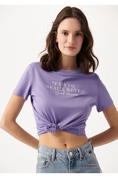 Mavi Τυπωμένο μωβ T-Shirt κανονική εφαρμογή / κανονική κοπή 1610273-70529