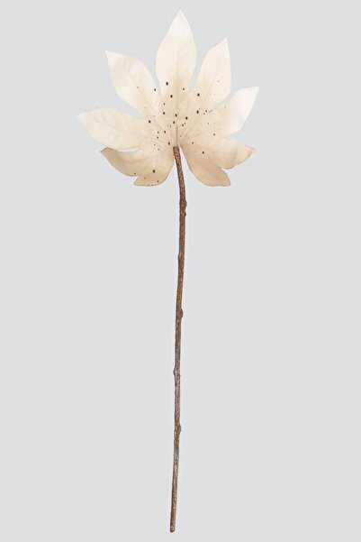 Yapay Çiçek Deposu Yapay Büyük Tek Dal Japon Çınarı Yaprağı 73 Cm Pastel Krem