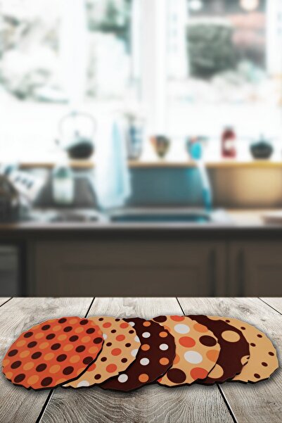 no77decor طقم قواعد أكواب منقوشة بنقاط البولكا مكون من 6 قطع