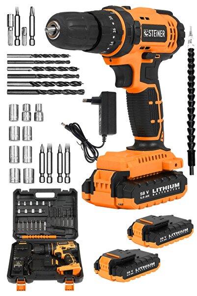 STEİNER Alman 58 V 5 Ah Darbeli Lithium Çift Akülü Metal Şanzıman Bakır Sargı...