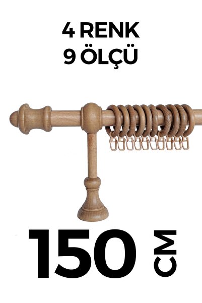 HLMSTOR Ahşap Rustik Perde Askısı Meşe Açık Kahve Raysız 150 Cm