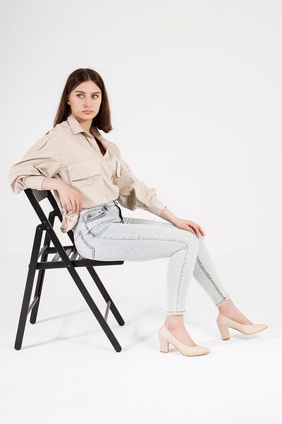 CZ London High Heels - Beige - Block