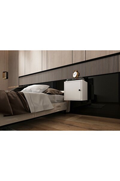 Nettrends Kapakli Duvar Komodini Beyaz 35 Cm Kmd-1023-ç