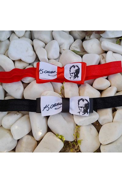 KUMSAL Papion pentru copii cu imprimeu Ataturk-negru
