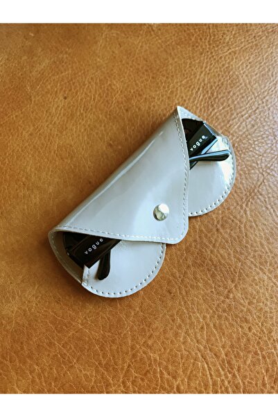 ViP GiFT Glasses Case Glasses Container Genuine Leather Cream with Snaps