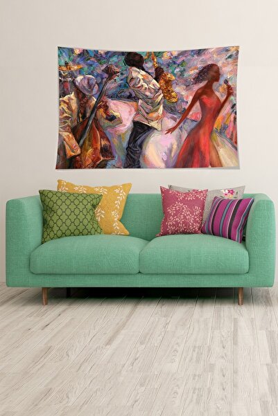 on the clouds Jazz Singer Patterned Stain Resistant Velvet Textured Fabric Wall Cloth Wall Carpet Tapestry