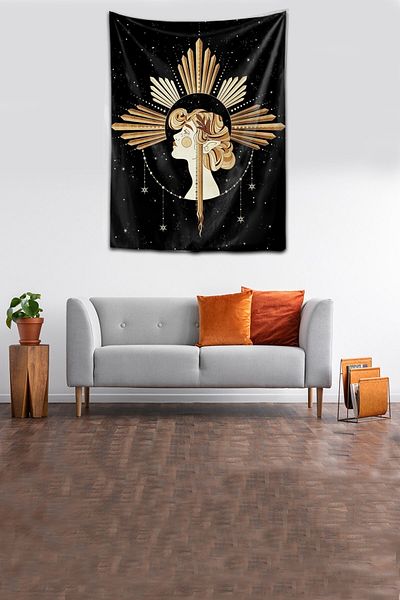 on the clouds Țesătură din fagure de miere, lavabilă, rezistentă la pete, Helen Black Wallcloth Tapiserie Tapiserie