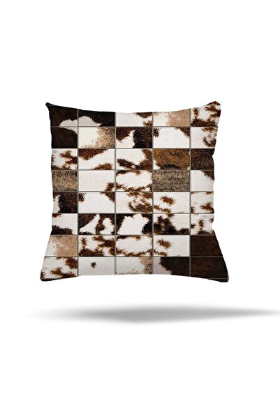 Latibule Dana Derisi Desenli Gizli Fermuarlı Yastık Kılıfı Kırlent Kılıfı Koltuk Yastık Kılıfı