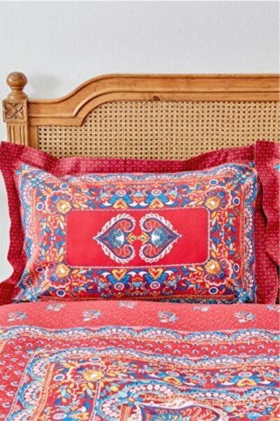 Karaca Home Mihver Pano Red 100% Cotton Double Duvet Cover Set