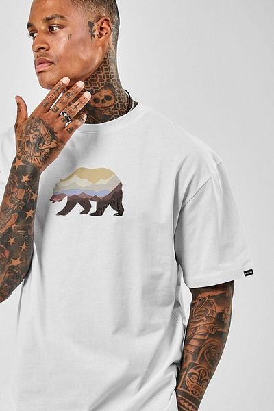CANDEL Oversize Colorful Bear Printed White T-shirt