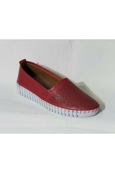 BRGL Inside-Outside Genuine Leather Orthopedic Massage Sole Women's Red Shoes