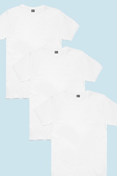 ROCKANDROLL Obična bela majica za dečake, ekološki paket od 3 komada