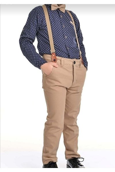 Terry Boy's Oxford Shirt and Bow Tie Beige Suit