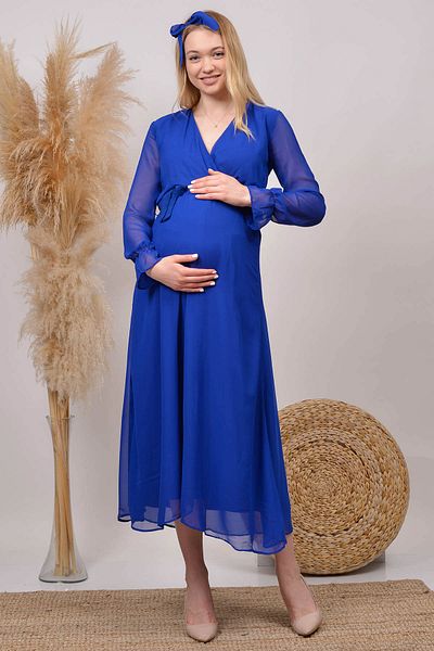 Neşeli Butik Γυναικείο φόρεμα εγκυμοσύνης Saks Blue Baby Shower Chiffon Hml003