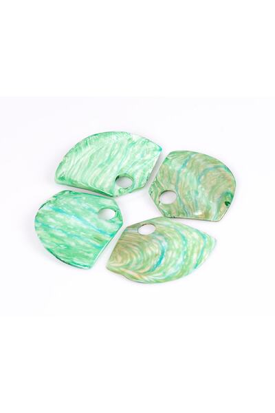 yfhobi 1 Adet- 46 Mm Doğal Sedef Taş Takı Aparatı, Su Yeşili Desenli Renk, Do...