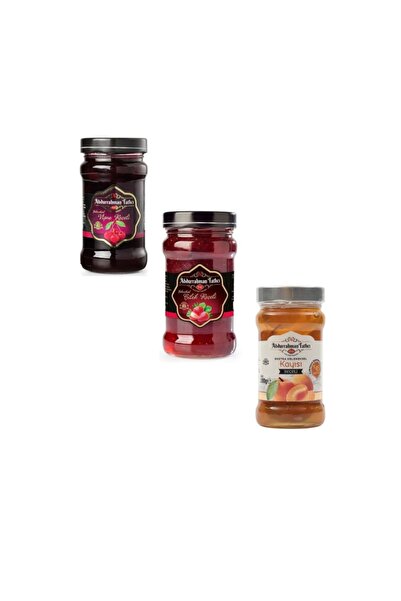 Abdurrahman Tatlıcı Vişne Reçeli 380gr + Çilek Reçeli 380gr + Kayısı Reçeli 3...