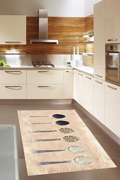 on the clouds Baharat Desenli Dijital Baskılı Kaymaz Taban Yıkanabilir Leke T...