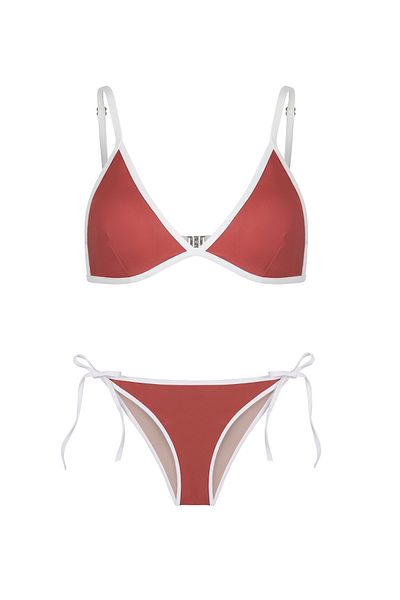 AQUELLA Σετ μπικίνι Triangle Piping Cinnamon