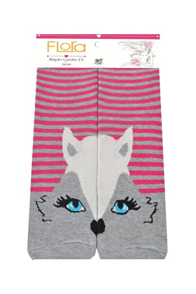 Flora Women's Socks 2 Pack Fox Monkey Patterned