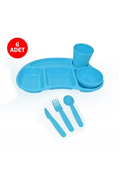 Melkan Home 6'lı Çocuk Tabldot Set 5 Bölmeli Kahvaltılık Tabildot Seti Kase B...