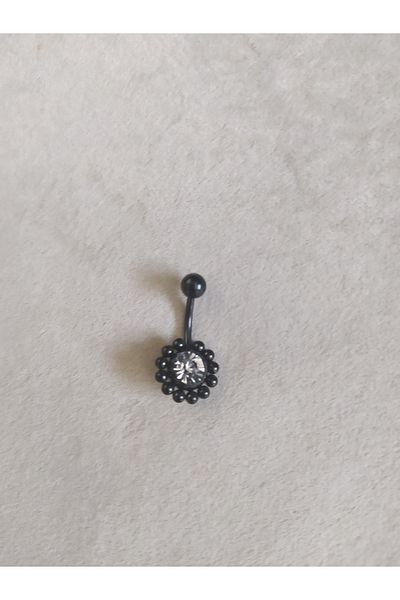 AyçaSilver ثقب البطن من حجر الزركون الأسود