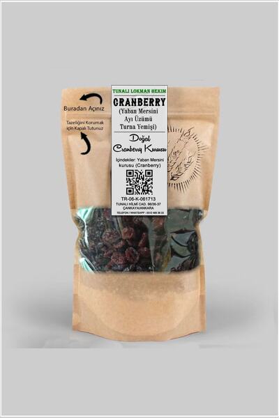 Lokman Hekim Tunalı Kırmızı Yaban Mersini Kurusu Turna Yemişi (cranberry) Mey...