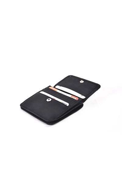 Eminsa Men's Black Crazy Leather Small Wallet