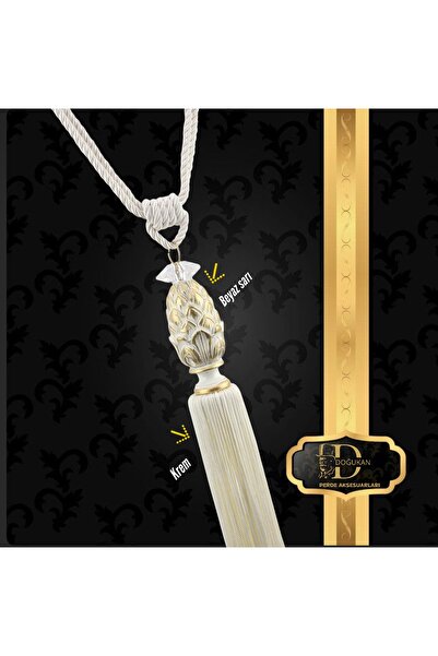 Doğukan perde aksesuarları Brç-207 Braçol Başlık Beyaza/sarı - Ip Krem (1 ADET)