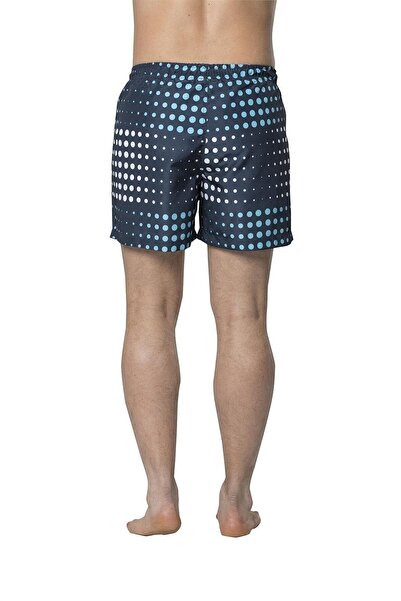 Crozwise Чоловічі темно-сині морські шорти з круглим візерунком - 3148-01