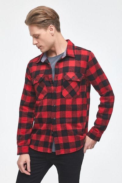 Ltb قميص رجالي من Tiny Brushed Red Check Wash