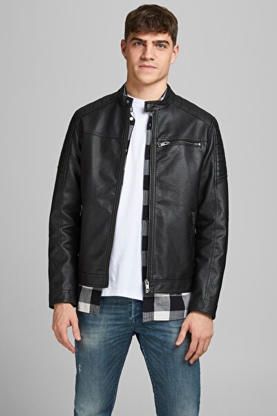 Jack & Jones Men's Leather Jacket 63412147218 Black